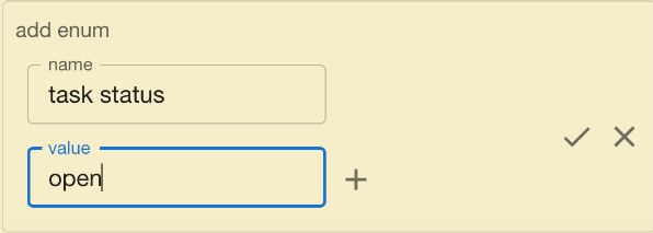 Codebricks Planner with the enum creation dialog open.