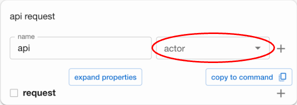 Codebricks Planner with use case details of the API request open, highlighting the option to select an actor.
